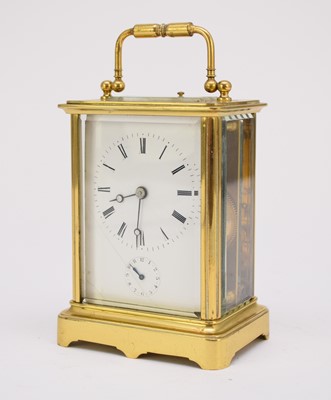 Lot 639 - A French gilt brass alarm repeater carriage clock