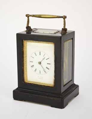 Lot 640 - A French ebonised carriage clock, late 19th century