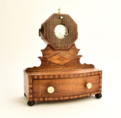 Lot 566 - A 19th century inlaid mahogany watch stand with pocket watch