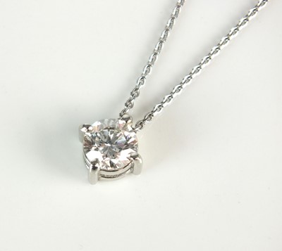 Lot 114 - A single stone diamond pendant on chain