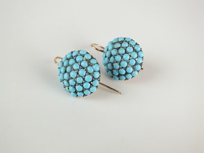 Lot 298 - A pair of turquoise cluster earrings