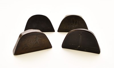 Lot 552 - A group of four pressed horn bicorn snuff boxes of Napoleonic interest