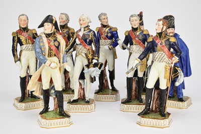 Lot 271 - Nine Saxonian Porcelain Manufactory (Dresden) French military models