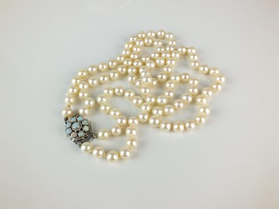 Lot 246 - A two strand uniform cultured pearl necklace