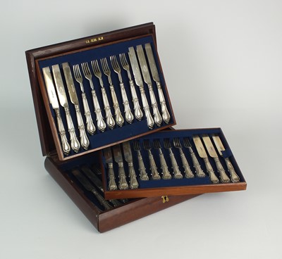 Lot 8 - An early Victorian cased set of silver dessert knives and forks
