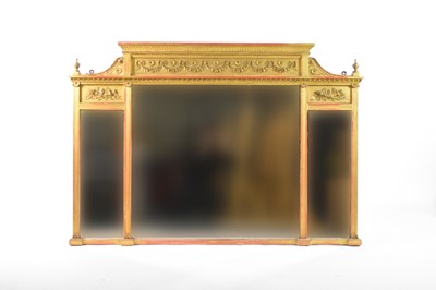 Lot 209 - A 19th century Regency revival three-glass overmantel mirror