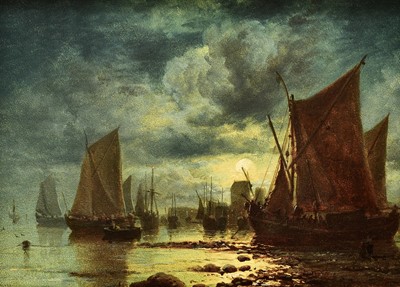 Lot 248 - James Webb (1825-1895) Moonlight on the Dutch Coast