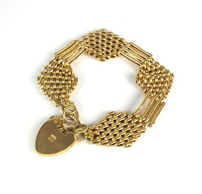 Lot 108 - A yellow metal gate link bracelet