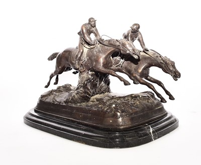 Lot 539 - A bronze equestrian group, 20th century