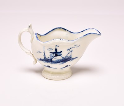 Lot 150 - Caughley 'Rock House Island' cream boat, circa 1777-85