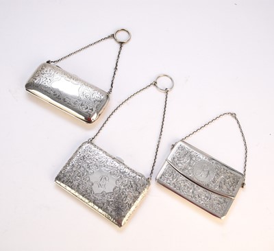 Lot 85 - Two silver card cases and a silver purse