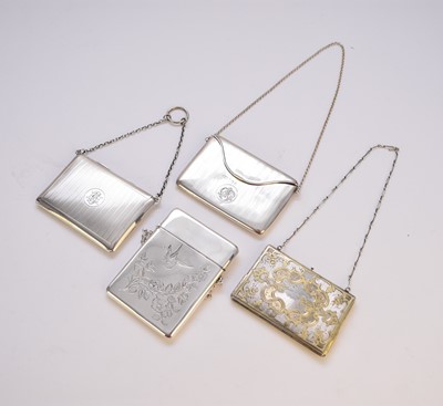 Lot 33 - Three silver card cases and a plated purse