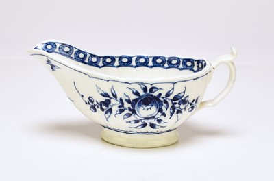 Lot 155 - A rare Caughley 'Rose' sauceboat, circa 1776-80