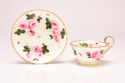 Lot 171 - Nantgarw 'Three Rose' teacup and saucer, circa 1820