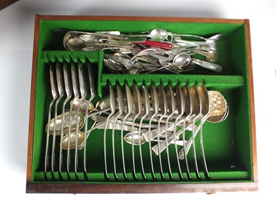 Lot 11 - A cased canteen of silver and plated cutlery