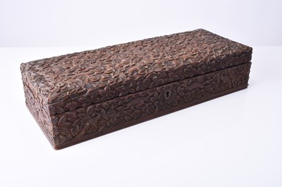 Lot 301 - An Indian carved wood box, late 19th century