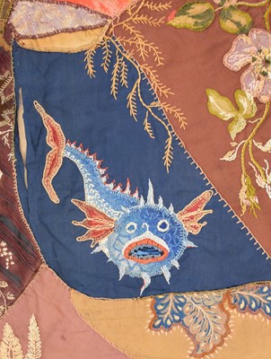 Lot 596 - A Victorian embroidered patchwork wall hanging, dated 1892