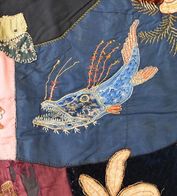 Lot 596 - A Victorian embroidered patchwork wall hanging, dated 1892