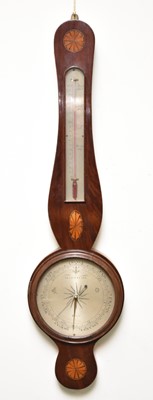 Lot 649 - A 19th century mahogany veneered banjo barometer