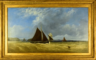 Lot 249 - British School (19th Century) Boats on a Rough Coastal Sea