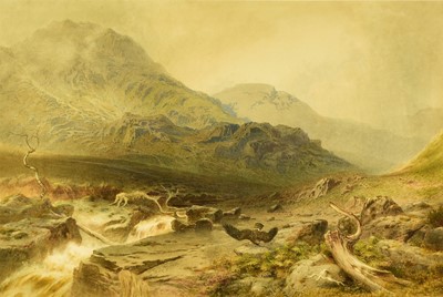 Lot 273 - George Arthur Fripp (1813-1896) Highland Landscape with an Eagle chasing a Rabbit