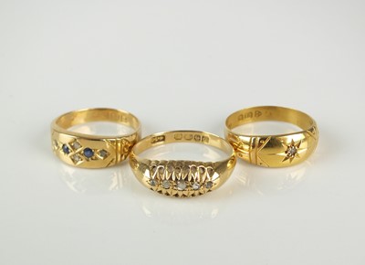 Lot 350 - Three 18ct gold rings