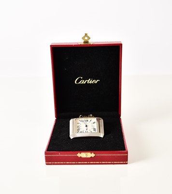 Lot 122 - Cartier: A 'Tank Francaise' travel alarm clock