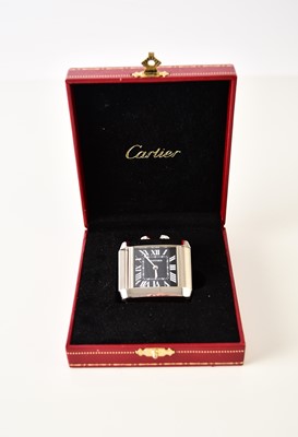 Lot 122 - Cartier: A 'Tank Francaise' travel alarm clock