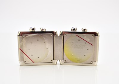 Lot 122 - Cartier: A 'Tank Francaise' travel alarm clock