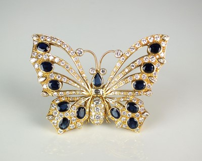 Lot 68 - A large diamond and sapphire butterfly brooch