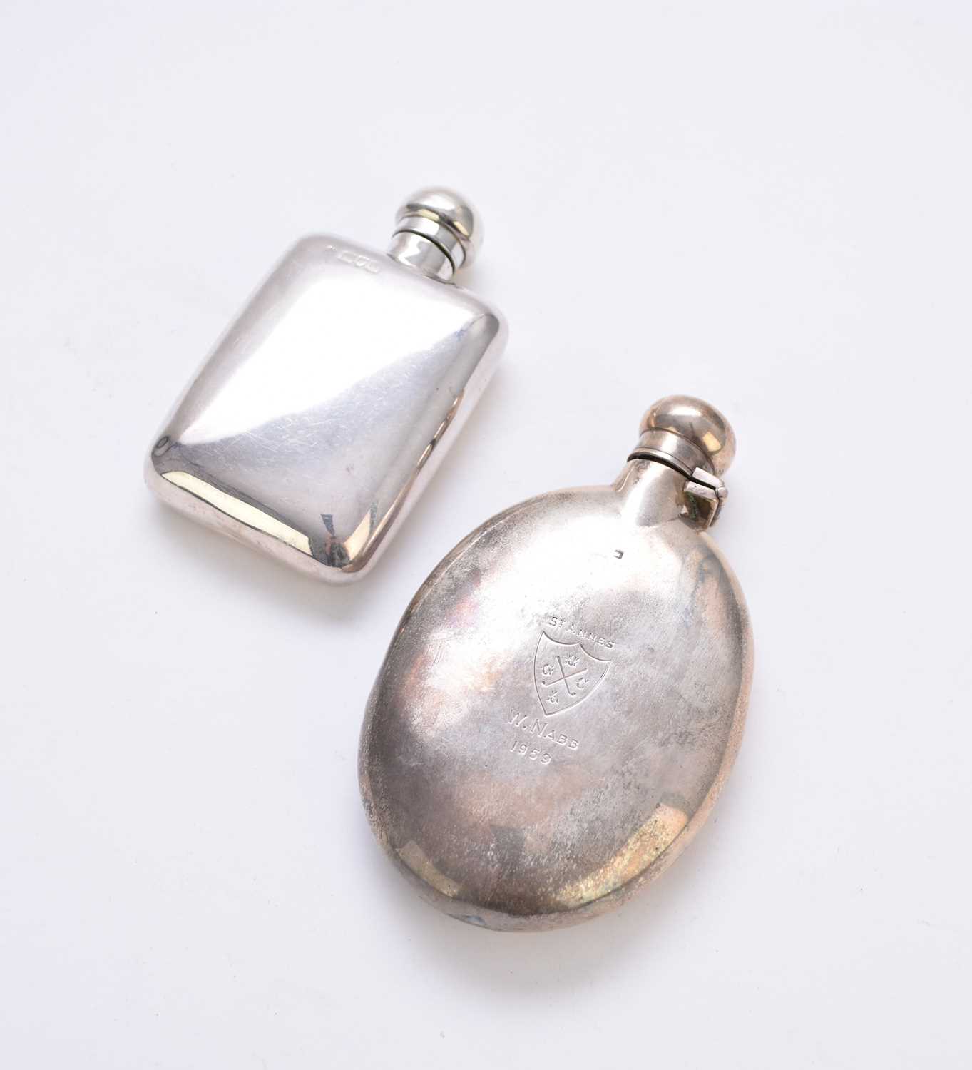 Lot 17 - Two silver hip flasks