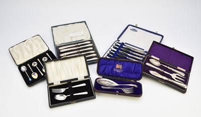Lot 44 - A collection of cased silver cutlery