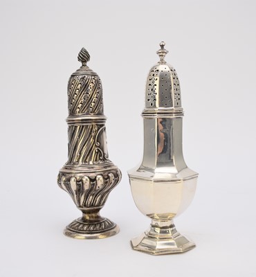 Lot 43 - Two silver sugar casters