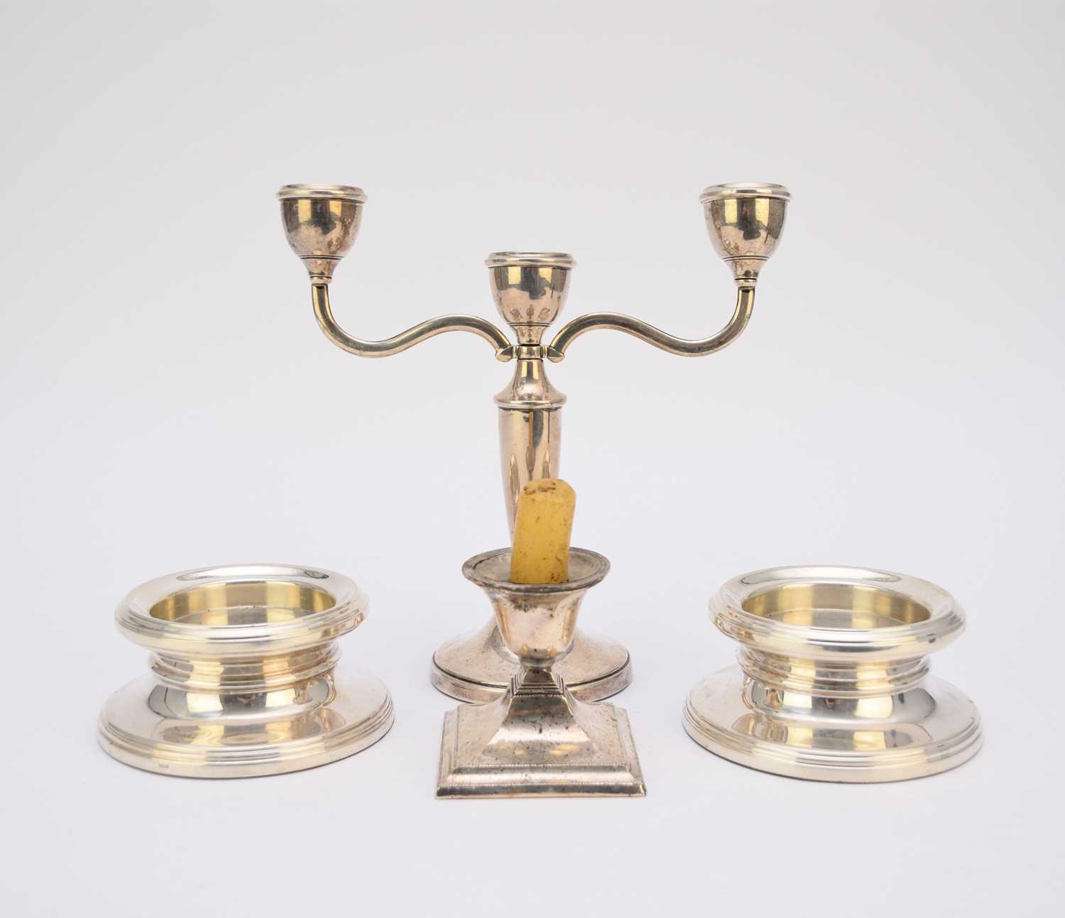 Lot 4 - Four silver mounted candlesticks