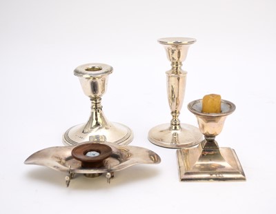 Lot 108 - Four silver mounted candlesticks