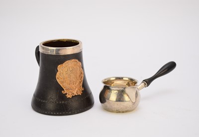 Lot 94 - A miniature silver brandy pan and a silver mounted mug