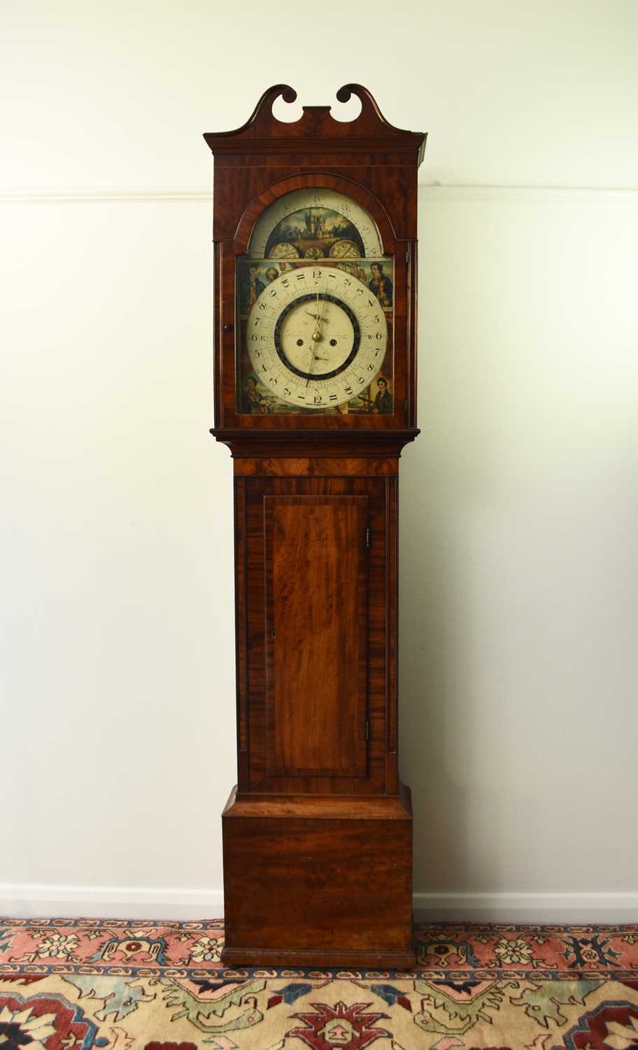 Lot 214 - An unusual George III mahogany tidal dial longcase clock by Thomas Gilmour