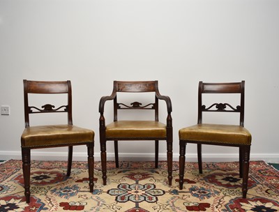 Lot 185 - A harlequin set of ten 19th century inlaid mahogany dining chairs