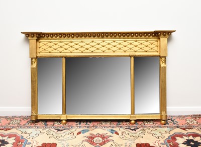 Lot 211 - A 19th century Regency style three-glass overmantel mirror