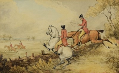 Lot 72 - Samuel Howitt (British c.1765-1822) The Hunt jumping a Fence