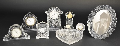 Lot 306 - Waterford Crystal giftware including clocks, picture frame and a tray