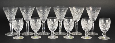 Lot 307 - Six Waterford Crystal 'Donegal' claret wine and six 'Templemore' claret wine glasses