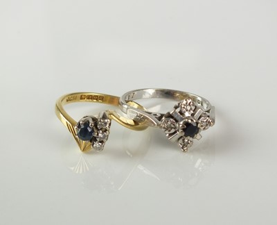 Lot 166 - Two 18ct gold sapphire and diamond rings