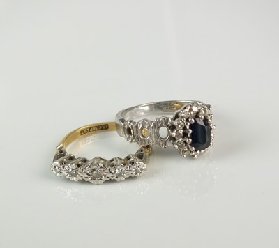 Lot 362 - A five stone diamond ring and a sapphire ring