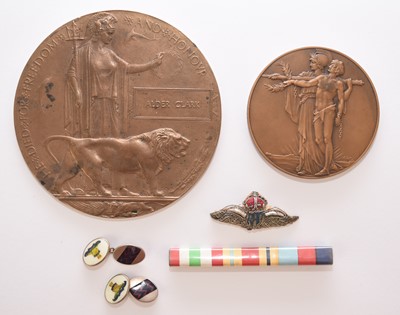 Lot 57 - WW1 Death plaque, Armistice Medallion and other items