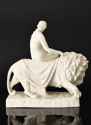 Lot 137 - Minton parian figure of Una and the Lion