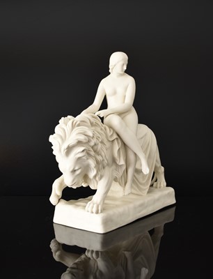Lot 137 - Minton parian figure of Una and the Lion