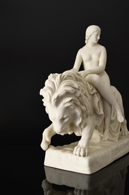 Lot 137 - Minton parian figure of Una and the Lion