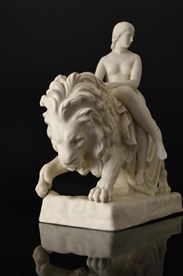 Lot 137 - Minton parian figure of Una and the Lion