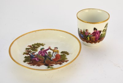 Lot 275 - A scarce Zürich porcelain coffee cup and saucer, 18th century
